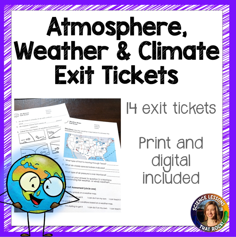 Atmosphere, Weather, and Climate Exit Tickets