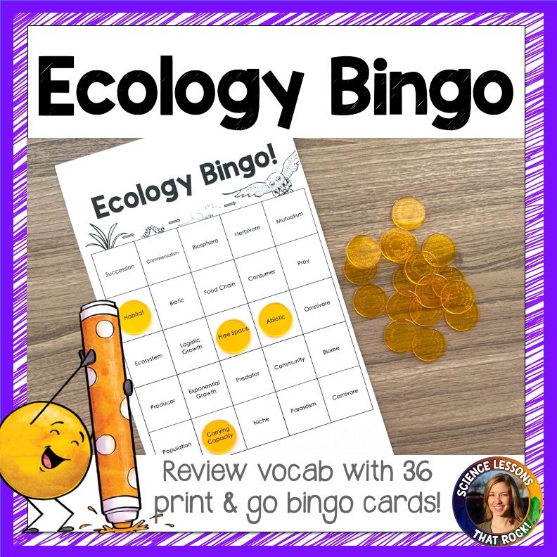 Ecology Bingo Vocabulary Review Game