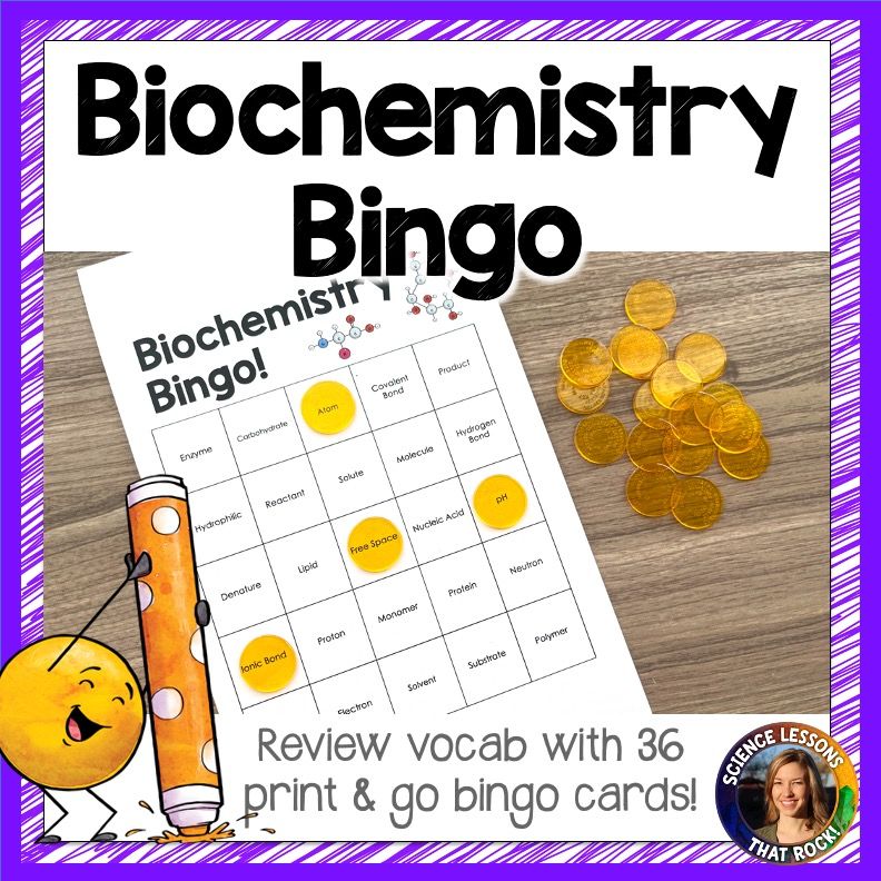 Biochemistry Bingo Vocabulary Review Game