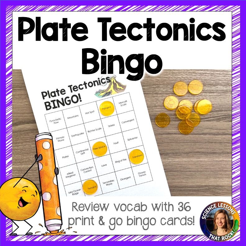 Plate Tectonics Bingo Vocabulary Review Game