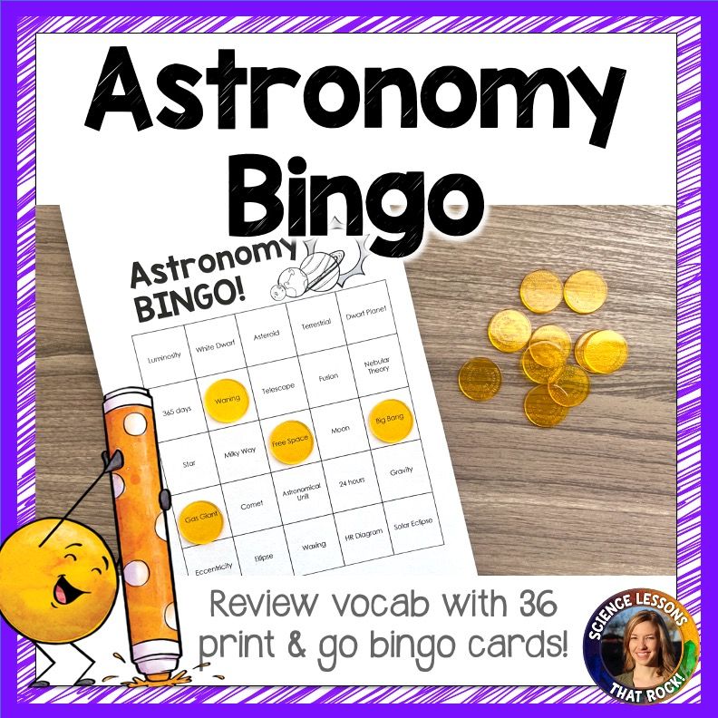 Astronomy Bingo Vocabulary Review Game