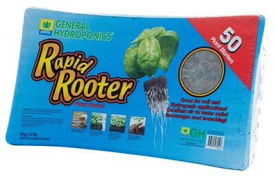 General Hydroponics GH Rapid Rooter Tray, Tray Insert 50 cell , & Plug Combo Prefilled 10x20 inch Square 1.5x1.5 inch *50/ pack 600/ case General Hydroponics GH Rapid Rooter Tray, Tray Insert 50 cell , & Plug Combo Prefilled 10x20 inch Square 1.5x1.5 inch *50/ pack 600/ case