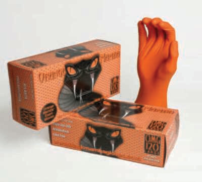 Mamba Orange Powder-Free Nitrile Gloves with Raised Torque-Grip 8.5 millimeter 100 /box