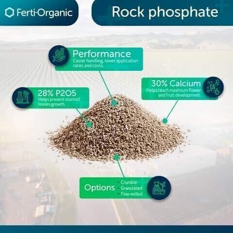 Ferti-Organic Rock Phosphate 0-14-0, size: 50 pound 23 kilogram Granulated/ Fine Milled 1/ each