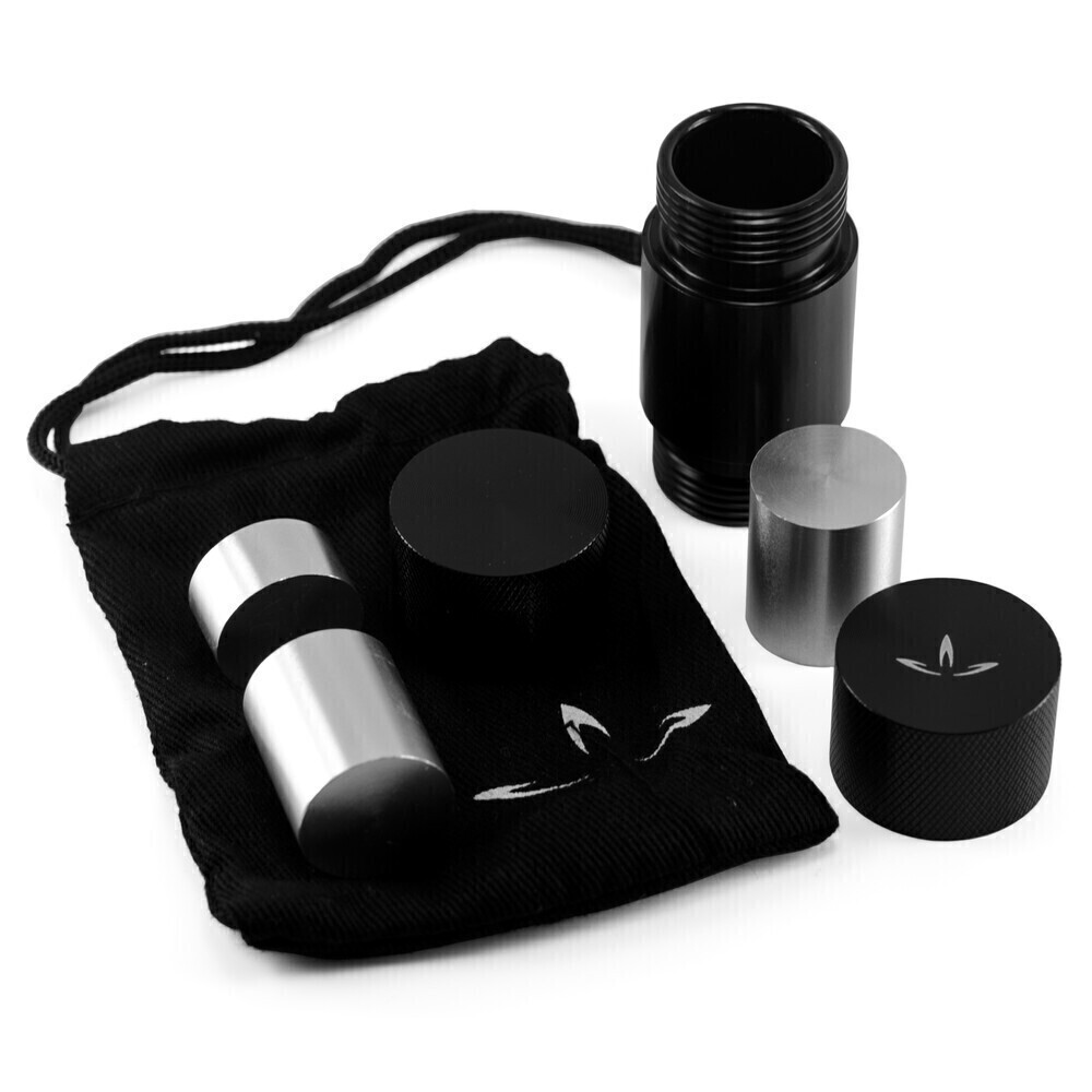 InterPlanetary Development Small Pollen Press with Multiple Dowel Rods and Carrying Case Aerospace Aluminum 2.5x1 inch
