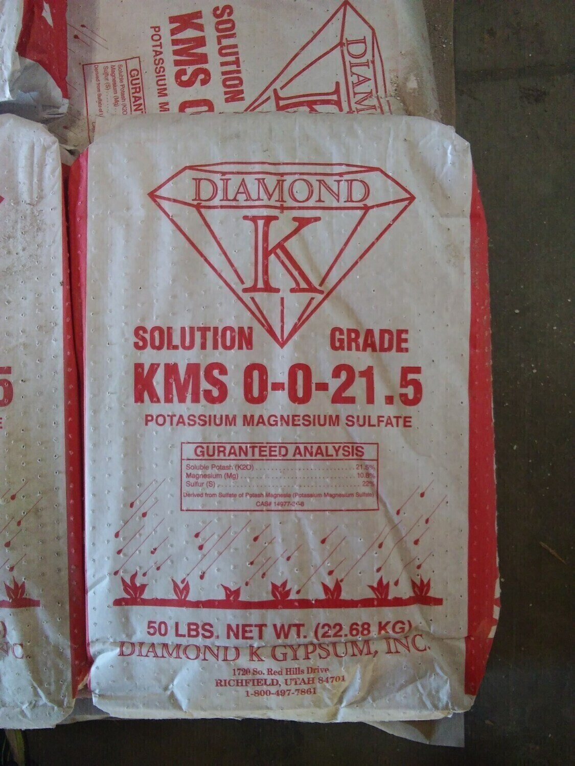 KMS Fines K-Mag Organic Potash 0-0-21.5 50 pound 23 kilogram 1/ each