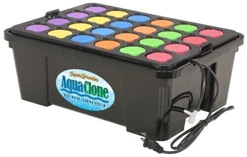 Super Sprouter Cloner Aqua Clone Deep Water Cloning Machine Complete System with 30 Neoprene Propagation Inserts 24 site