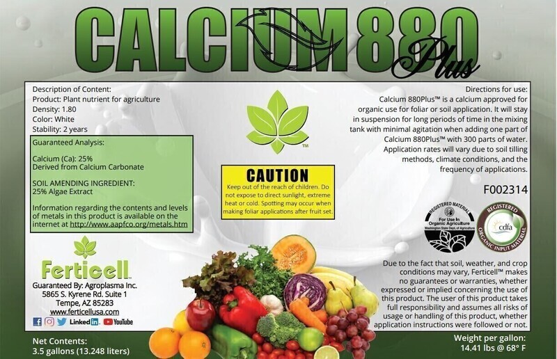 Ferticell Soluble Organic Fertilizer Calcium 880Plus Calcium 25%, Algea Extract 25% with Calcium Carbonate, Fresh Water Algae