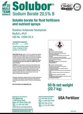 Solubor Dry Boron Additive Soluble 50 pound 23 kilogram 1/ each