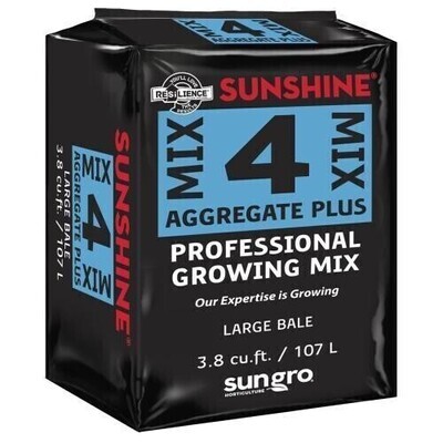 Sun Gro Sunshine #4 Mix Aggregate Plus no Myco Compressed Bale 3.8 cubic foot 108 liter 1/ each