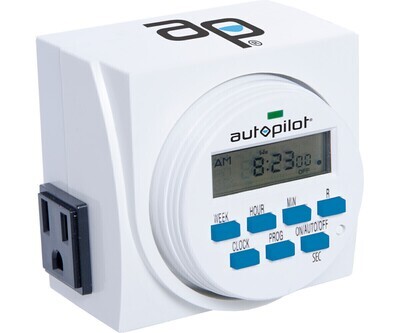 Autopilot Timer Digital Dual Outlet 1 minute minimum up to 8 cycles/ day 120 volt 15 amp