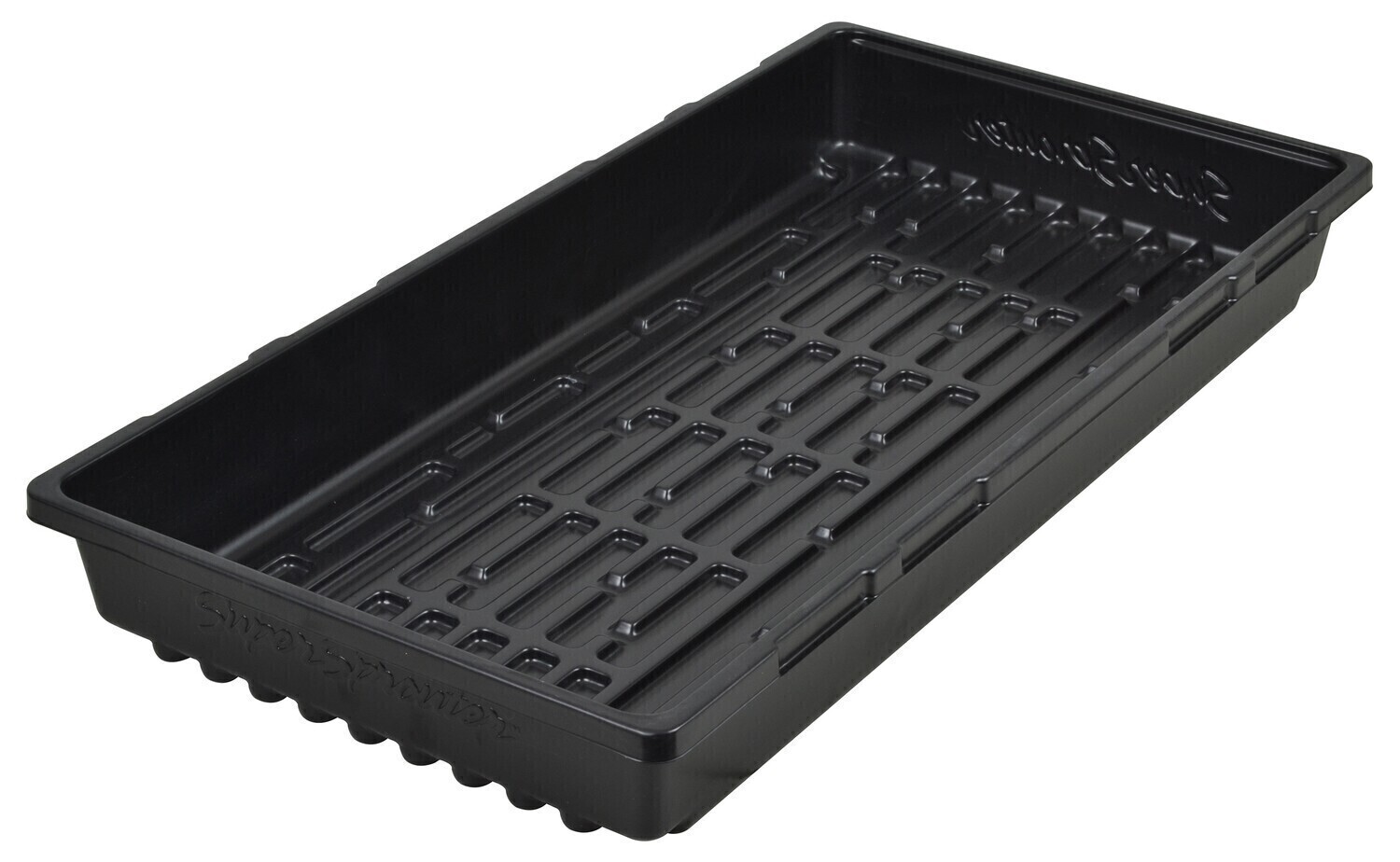 Grow1 1020 Propagation Plug Tray Flat Premium Single Thick Black with Holes 10x20x2.5 inch 1/ each