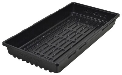 Grow1 1020 Propagation Plug Tray Flat Premium Single Thick Black with Holes 10x20x2.5 inch 1/ each