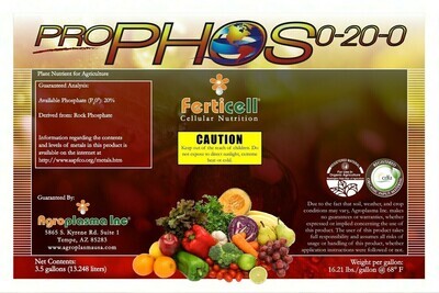 Ferticell Soluble Organic Fertilizer Pro Phos Phosphorus 0-20-0 Algae Extract 10% derived from Rock Phosphate, Fresh Water Algae