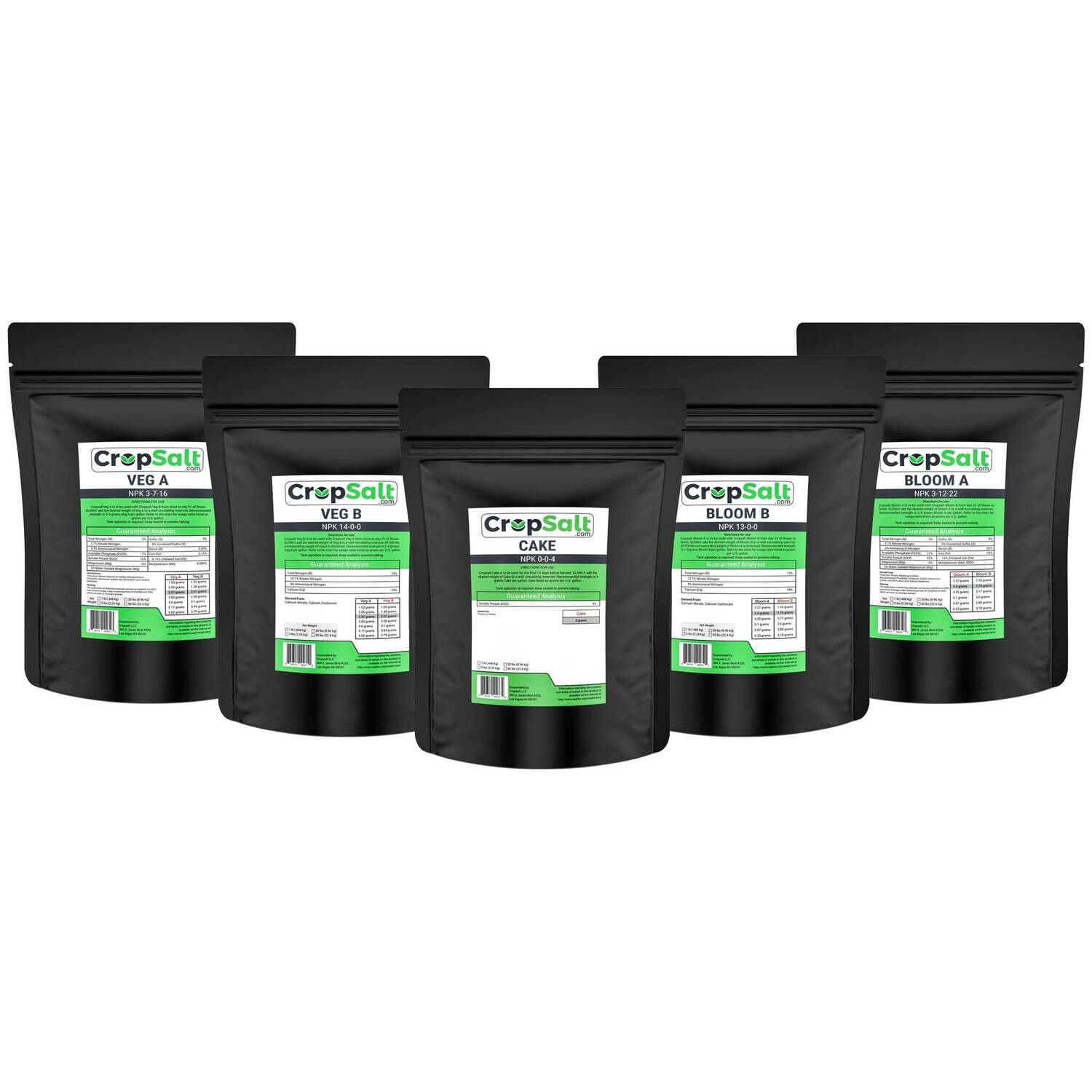 Cropsalt Kick Starter Pack Bundle Kit with Veg A, Veg B, Bloom A, Bloom B, Cake