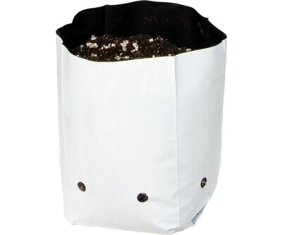 Hydrofarm Grow Bag Pot Polyethylene Plastic with Holes White Outside Black Inside