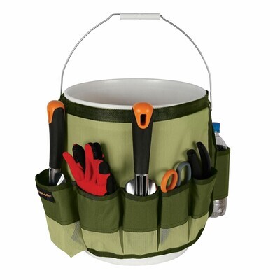 Fiskars Garden Caddy Bucket Sheath Utility Green Durable with Pockets 5 gallon