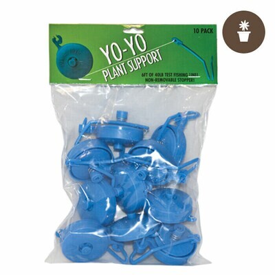 Yo Yo Ties Sun Spool Plant Support Retractable with 1 Hook & Non-Removable Stopper Blue 6 foot 40 pound 10/ pack