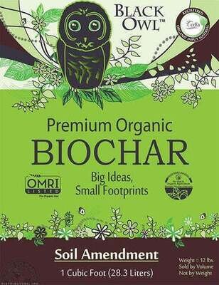 Black Owl Biochar Multi-Source Organic 1 cubic foot 28.3 liter 1/ each