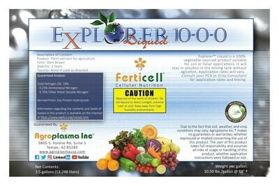 Ferticell Soluble Organic Fertilizer Explorer Liquid 10-0-0 derived from Soy Protein Hydrolysate