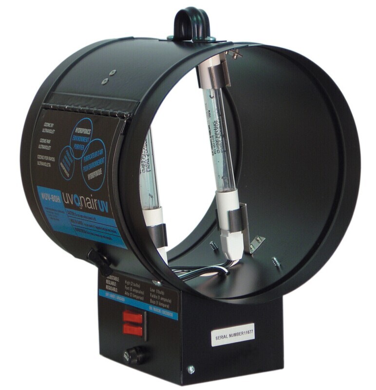 Uvonair Ozonator Ozone Generator Odor Eliminator In-Duct Ultra-Violet UV 8 inch UV-80H Black 1/ each