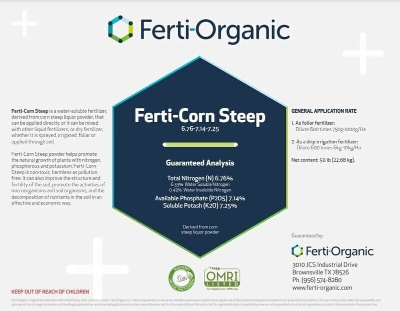 Ferti-Organic Ferti-Corn Steep 50 pound 23 kilogram 1/ each