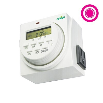 Grow1 Timer Digital Dual Outlet 1 minute minimum up to 8 cycles/ day 120 volt 15 amp