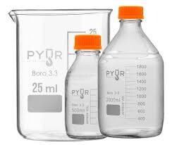 Pyur Scientific Glass Reagent Media Storage Bottle with GL45 Screw Cap