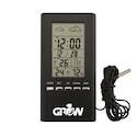 Grow1 Digital Hygrometer Weather Station with Probe, current, max., & min. Temperature & Humidity, Forecast, Date/ Time, Thermometer Trend, Alarm, Snooze