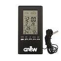 Grow1 Digital Hygrometer Weather Station with Probe, current, max., &amp; min. Temperature &amp; Humidity, Forecast, Date/ Time, Thermometer Trend, Alarm, Snooze