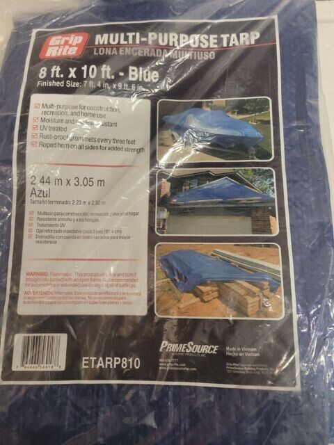 Grip Rite Tarp Multi Use Heavy Duty Green with Grommets 8x10 foot