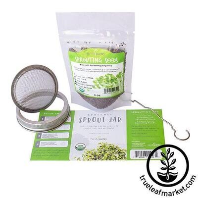 Handy Pantry Broccoli Sprouting Kit w/ Jar with Seeds, Lid, Stand, Jar 1/ each