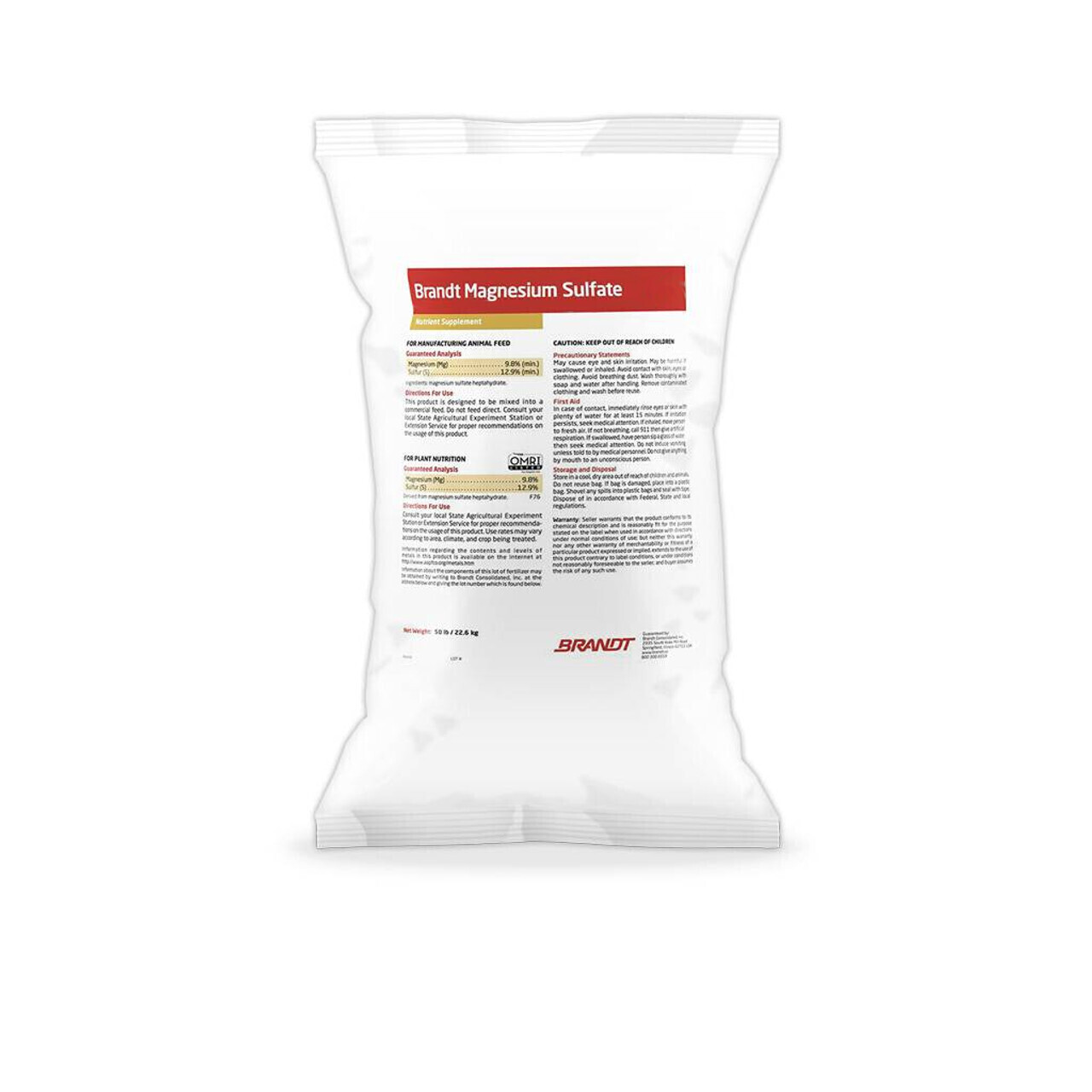 Brandt Magnesium Sulfate MgSO₄ S-18% Mg-31%