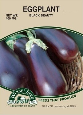 Wetsel Seed Eggplant, Black Beauty 0.4 gram Packet of Seeds 1/ each