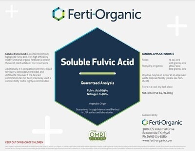Ferti-Organic Soluble Fulvic Acid C14H12O8 90% + 50 pound 23 kilogram 1/ each