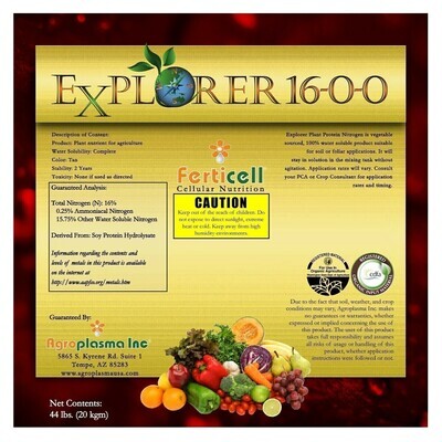 Ferticell Soluble Organic Fertilizer Explorer Dry 16-0-0 with Soy Protein Hydrolysate