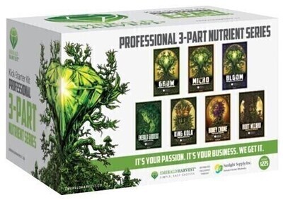 Emerald Harvest Kick Starter Pack Bundle Kit 3 part Base, 1 quart bottles 1.8 gallon 7 liter total 1/ each
