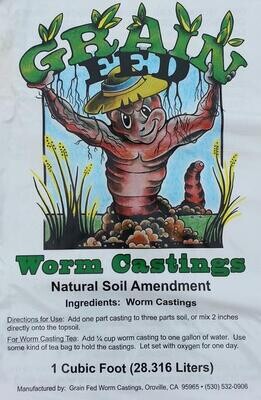 Grain Fed Worm Castings 1 cubic foot 28.3 liter 25 pound 11 kilogram 1/ each