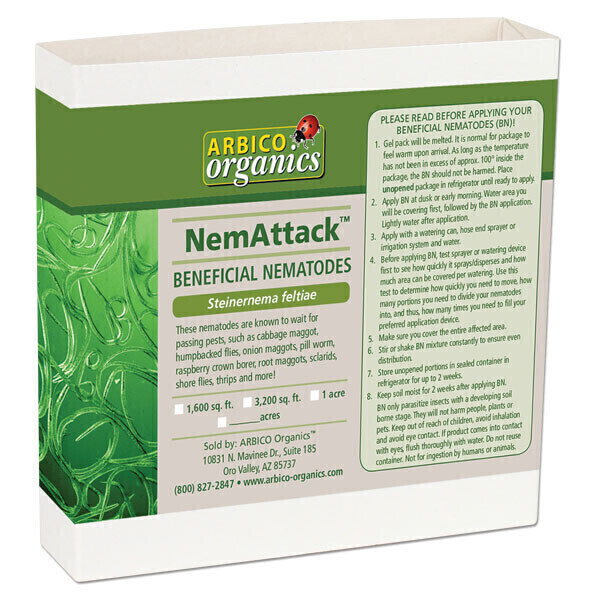 Arbico NemAttack Beneficial Nematodes Soil Dweller Killer Steinernema carpocapsae, size: 5,000,000/ pack