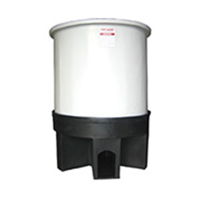 Chemtainer Cylindrical Cone Bottom Conical Tank Polyethylene Reservoir Open Top no Lid with Poly Stand One Piece