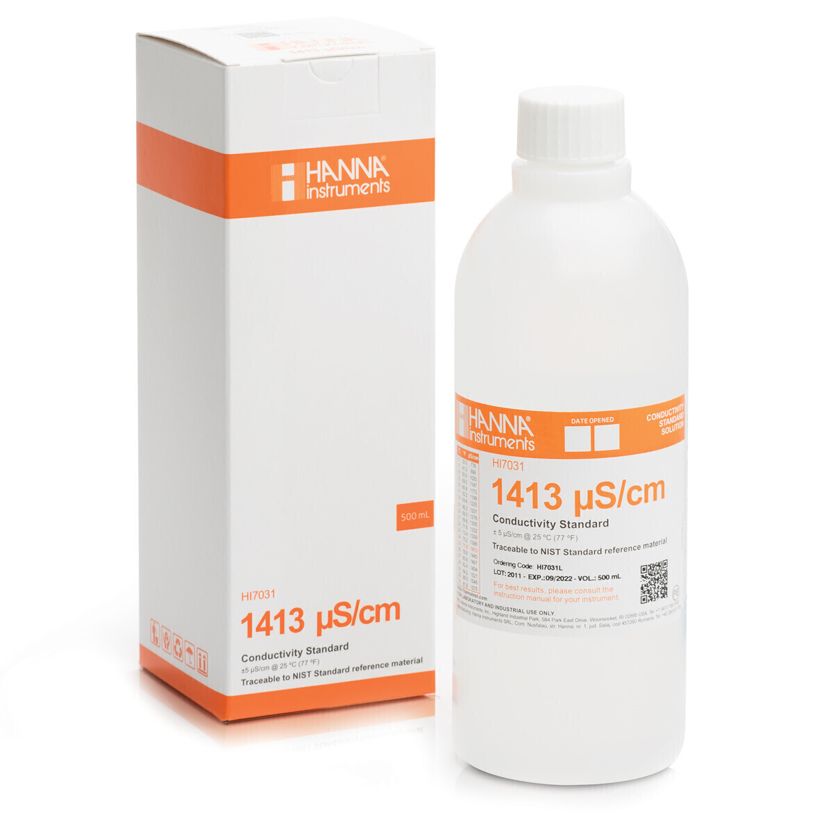Hanna Instruments EC Calibration Solution 1413 µS/cm EC value @25°C, size: 0.68 fluid ounce 20 milliliter 1 sachet