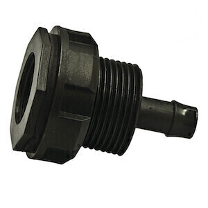 Grow1 Tubing Barbed Connector Fitting Ebb &amp; Flow, Fill &amp; Drain, Tub Outlet/ Inlet, size: 1/2 inch Bulkhead 1/ each