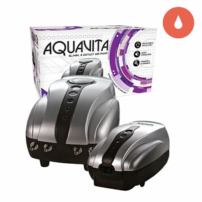 AquaVita Air Pump 3/16 inch with 5 foot cord, size: 48 GPH 2 outlet 3.5 watt 3 LPM