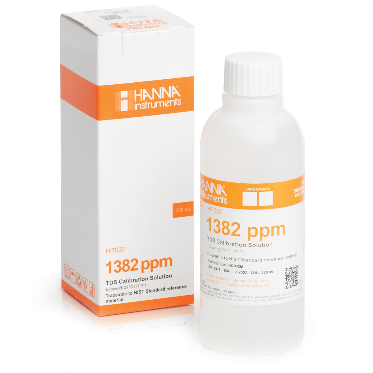 Hanna Instruments TDS Calibration Solution 1382 mg/L (ppm) TDS value @25°C, size: 0.68 fluid ounce 20 milliliter 1 sachet