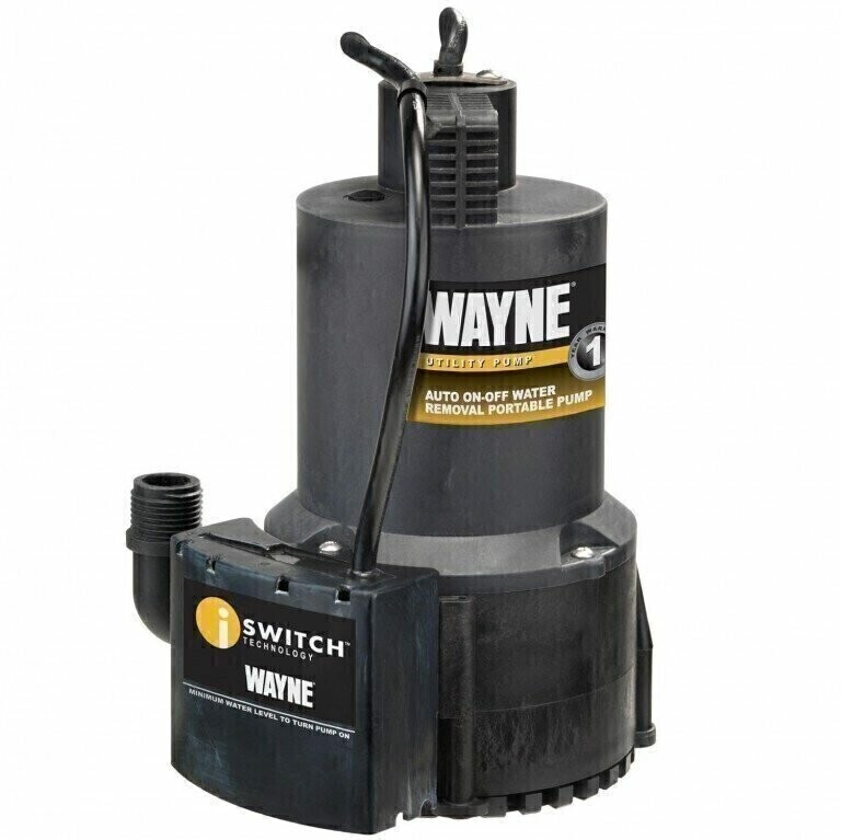 Wayne Utility Pump Thermoplastic, size: 1/6 HP 27 GPM Oil-Free Submersible with 8 foot Power Cord