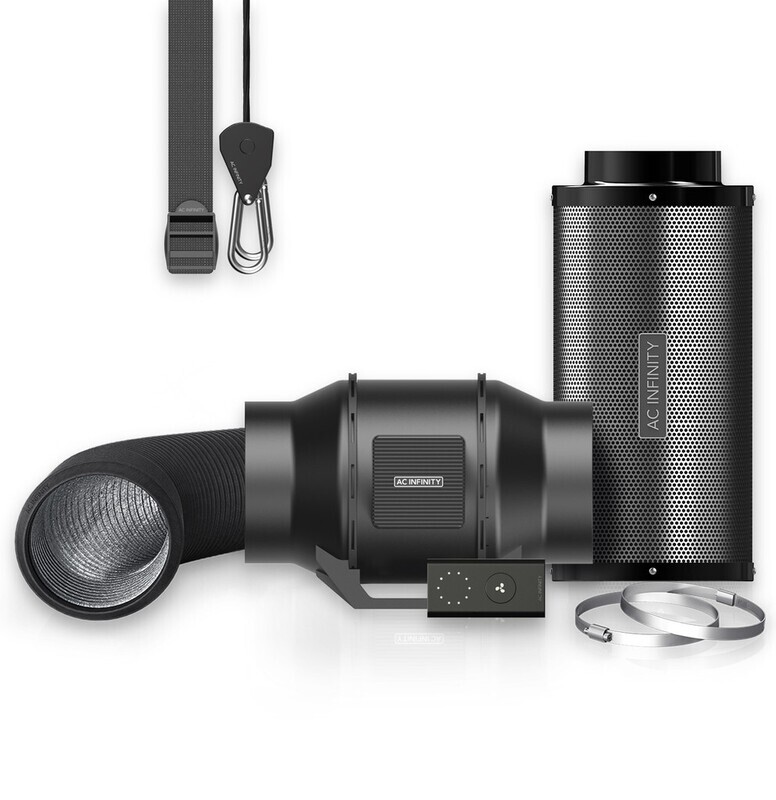 AC Infinity Duct Air Filtration Kit Inline Fan, Carbon Filter, Ducting, &amp; Pro Smart Controller Combo