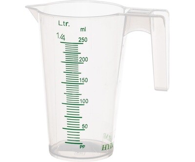 Hydrofarm Round Measuring Cup Graduated Container with Handle, size: 250 milliliter 0.25 liter 8 ounce