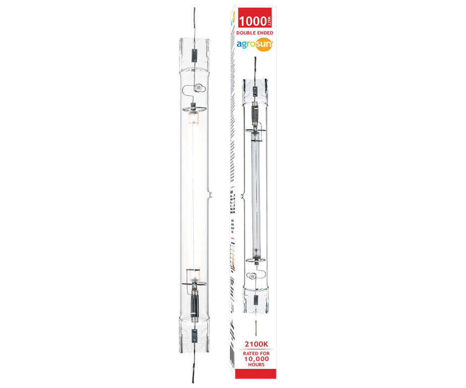Agrosun HID Lamp High Pressure Sodium HPS Double Ended DE Bulb 1000 watt 1/ each