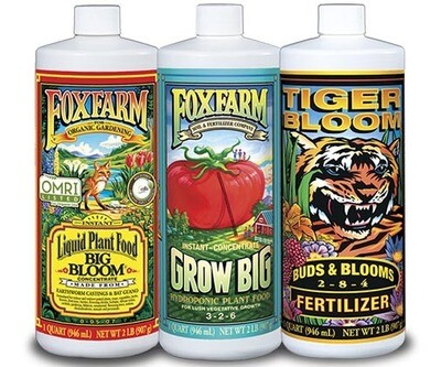 FoxFarm Trio Liquid Base Nutrients Kick Starter Pack Bundle Kit with Grow Big Hydro, Big Bloom, & Tiger Bloom 3 quart 3 liter total