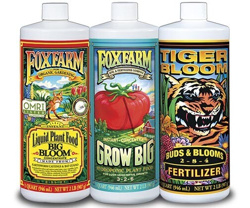 FoxFarm Trio Liquid Base Nutrients Kick Starter Pack Bundle Kit with Grow Big Hydro, Big Bloom, &amp; Tiger Bloom 3 quart 3 liter total 1/ each